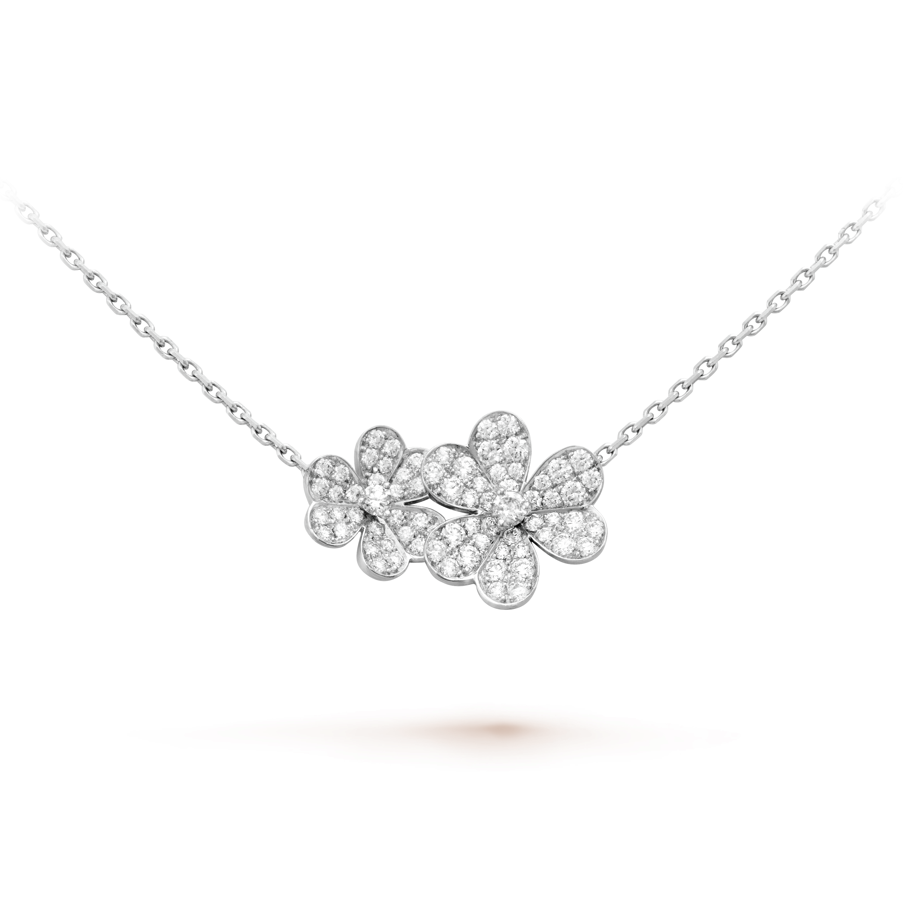 Frivole necklace, 9 flowers, 18K white gold, Diamond:  327 stones,  5.11 carats, Detail, Jewelry Necklace - Van Cleef & Arpels