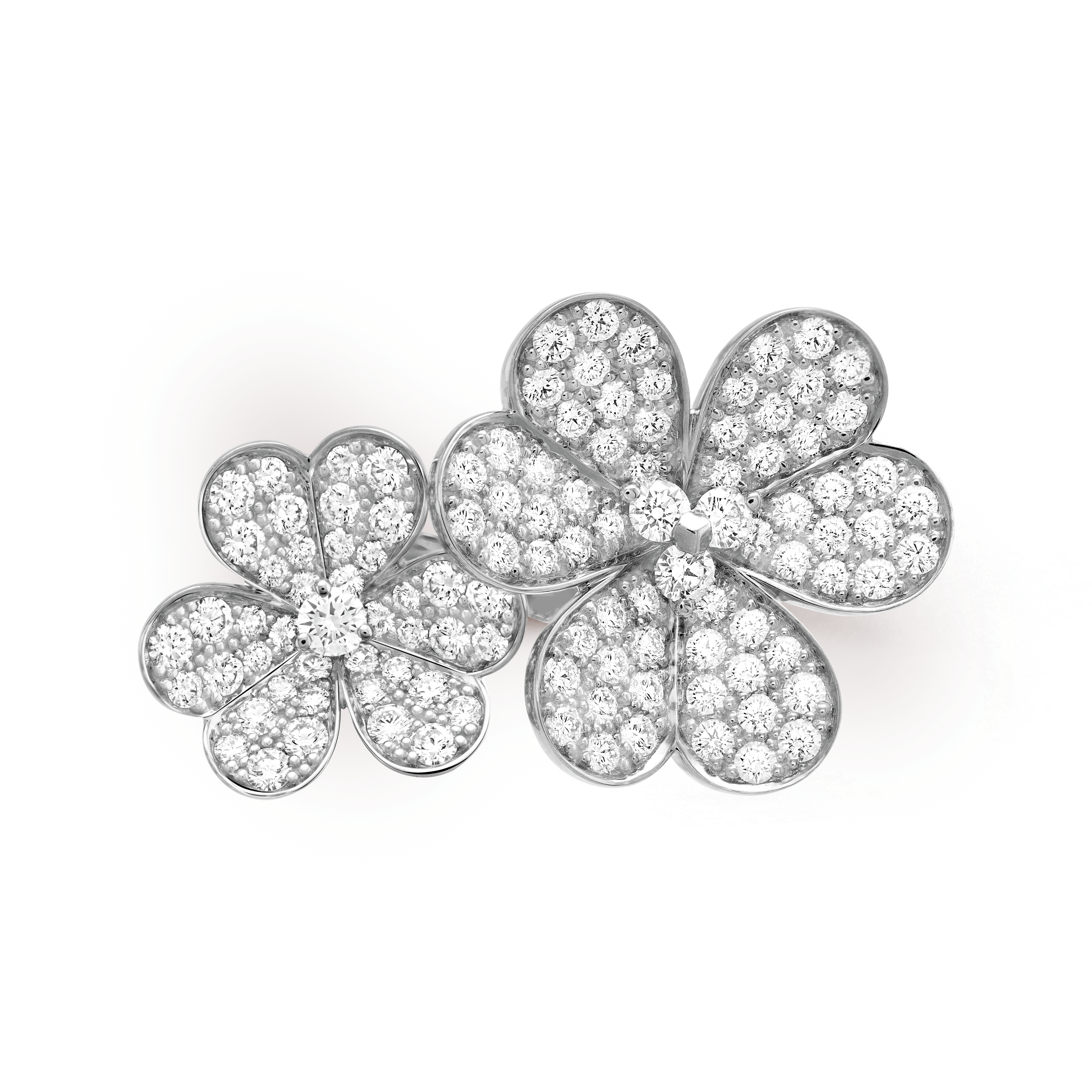 Frivole Between the Finger ring, 18K white gold, Diamond:  112 stones,  2.1 carats, Top, Jewelry Ring - Van Cleef & Arpels