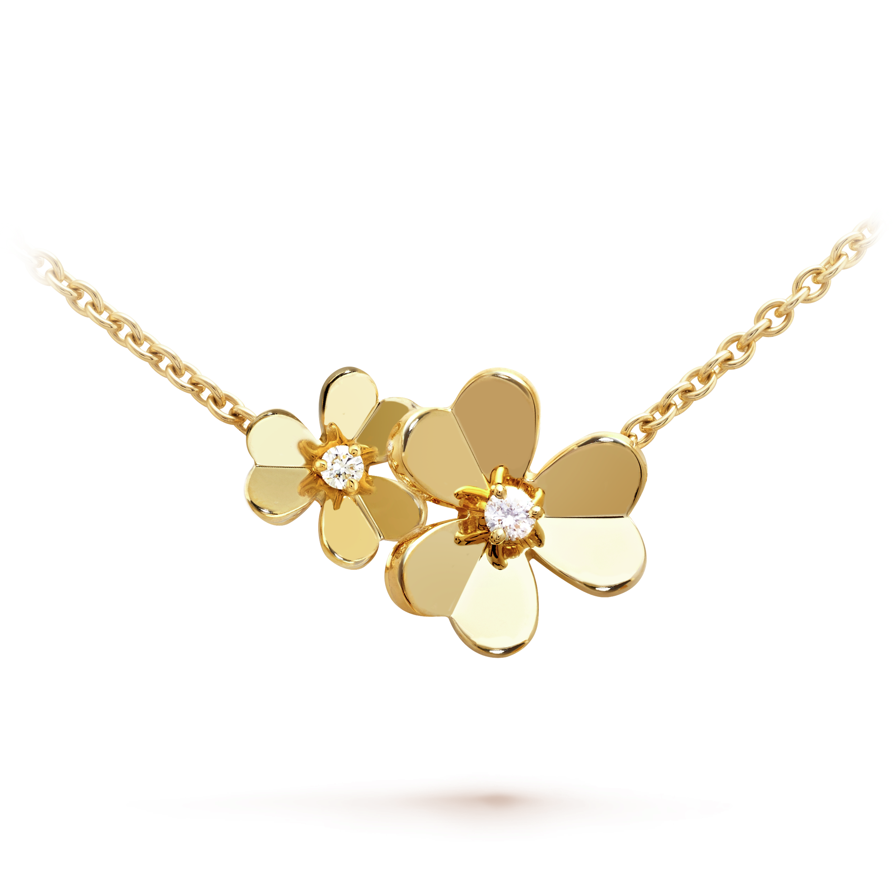 Frivole necklace, 9 flowers, 18K yellow gold, Diamond:  9 stones,  0.61 carat, Detail, Jewelry Necklace - Van Cleef & Arpels