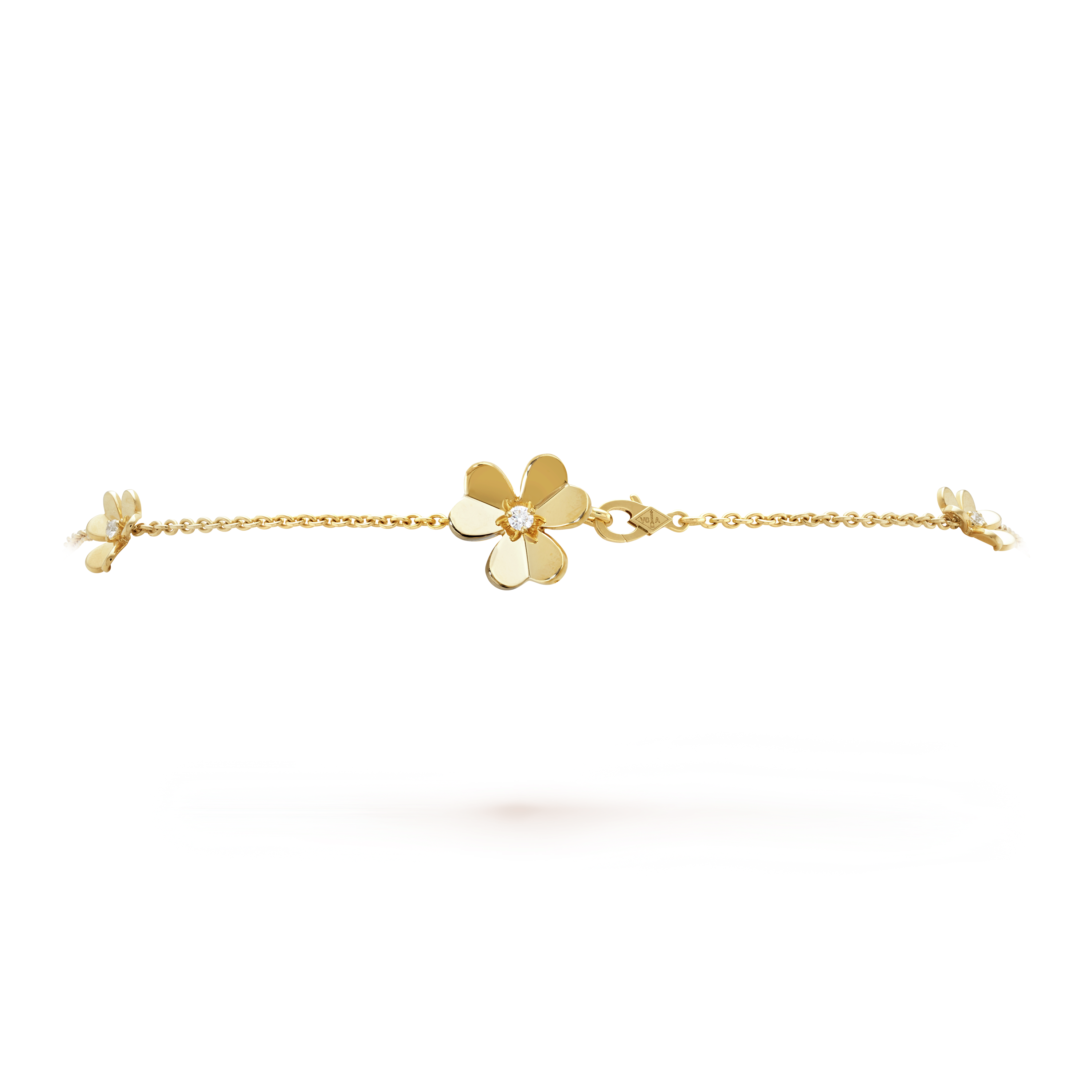 Frivole necklace, 9 flowers, 18K yellow gold, Diamond:  9 stones,  0.61 carat, Detail Alternative, Jewelry Necklace - Van Cleef & Arpels