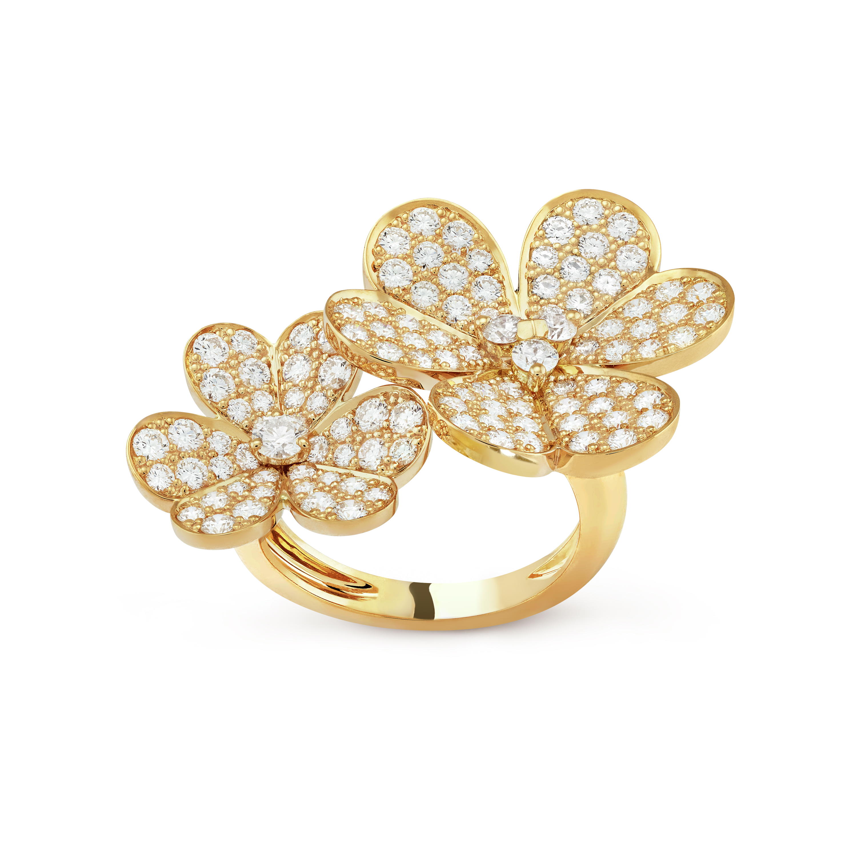 Frivole Between the Finger ring, 18K yellow gold, Diamond:  112 stones,  2.1 carats, Front, Jewelry Ring - Van Cleef & Arpels