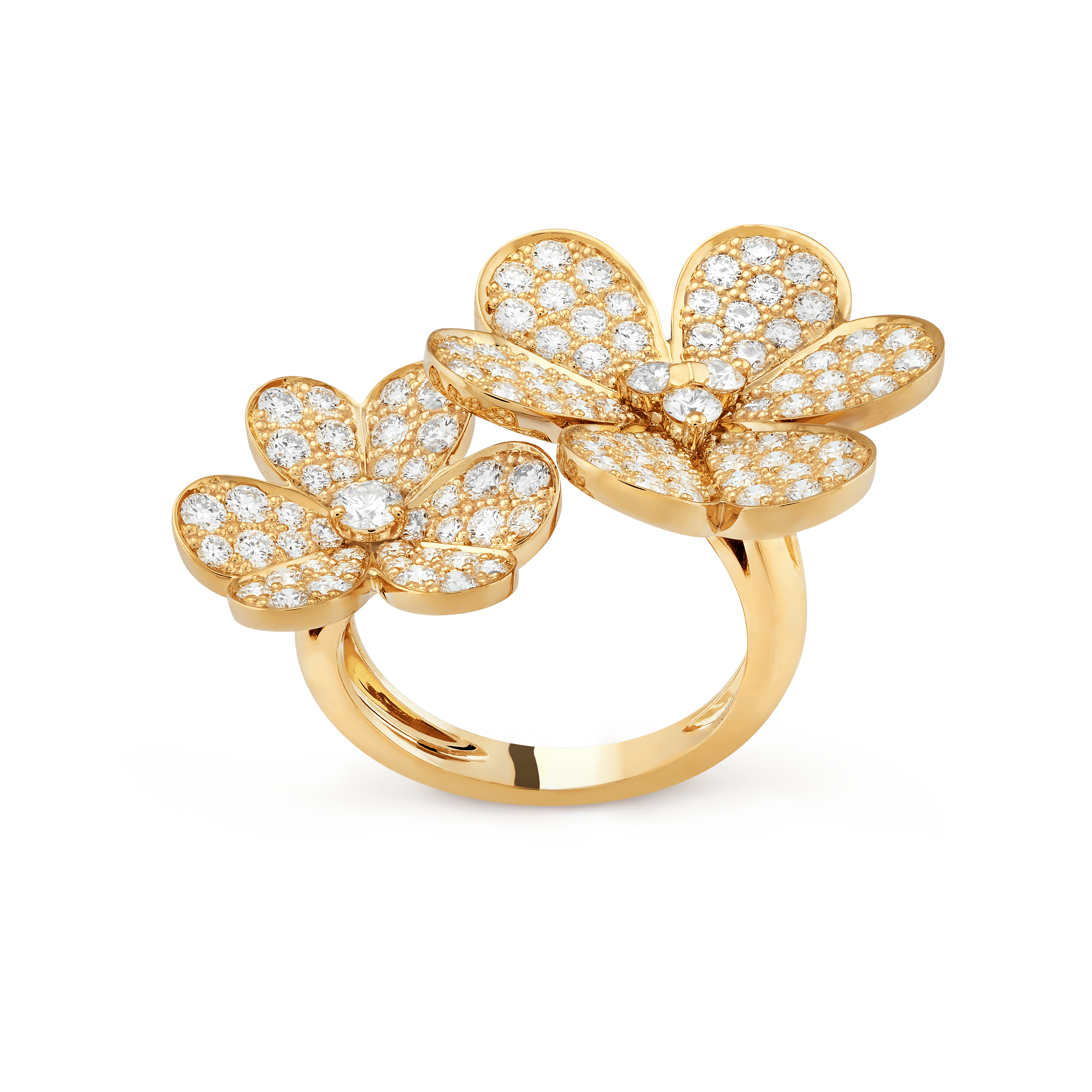 Frivole Between the Finger ring, 18K yellow gold, Diamond:  112 stones,  2.1 carats, Profile, Jewelry Ring - Van Cleef & Arpels