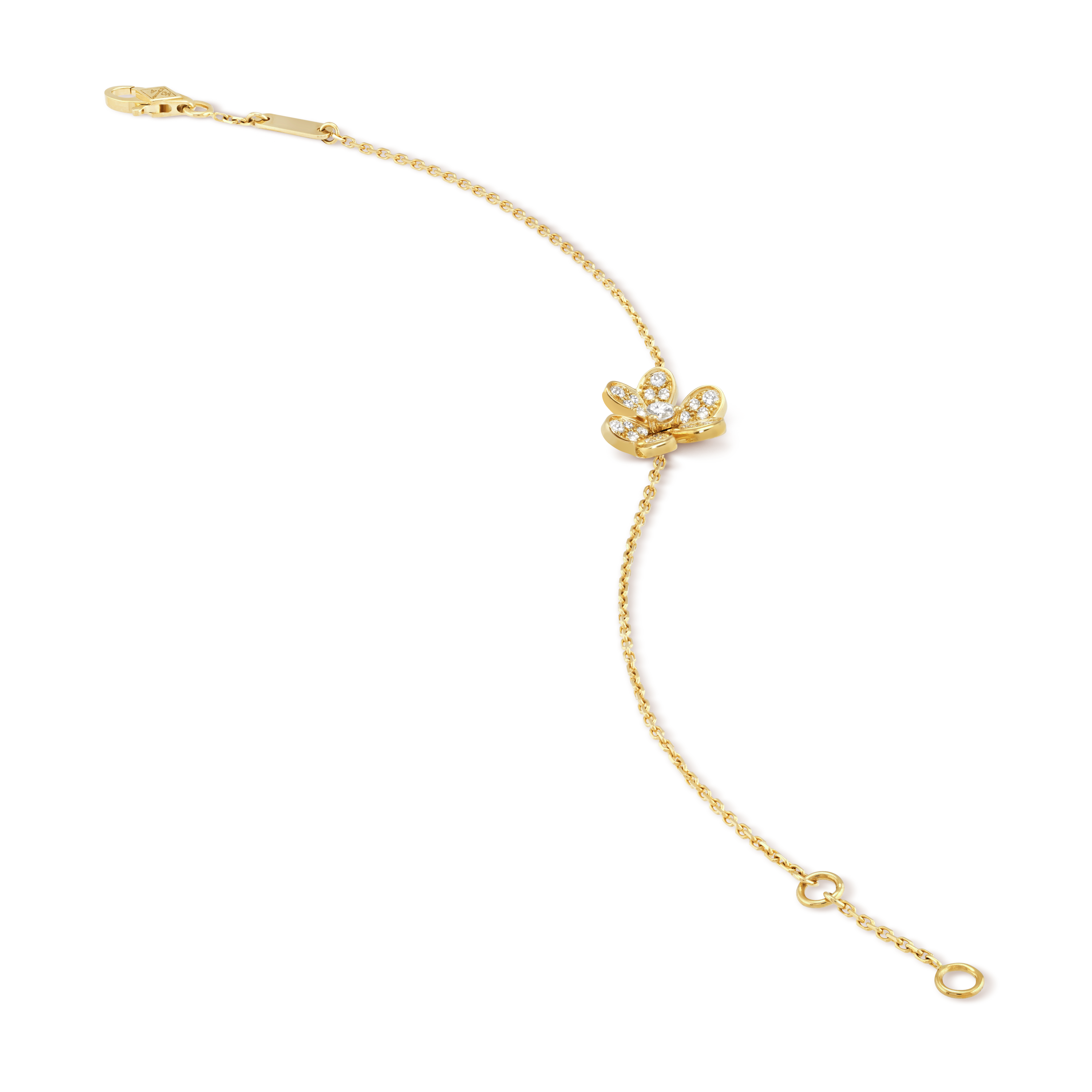 Frivole bracelet, mini model, 18K yellow gold, Diamond:  25 stones,  0.21 carat, Close Up, Jewelry Bracelet - Van Cleef & Arpels