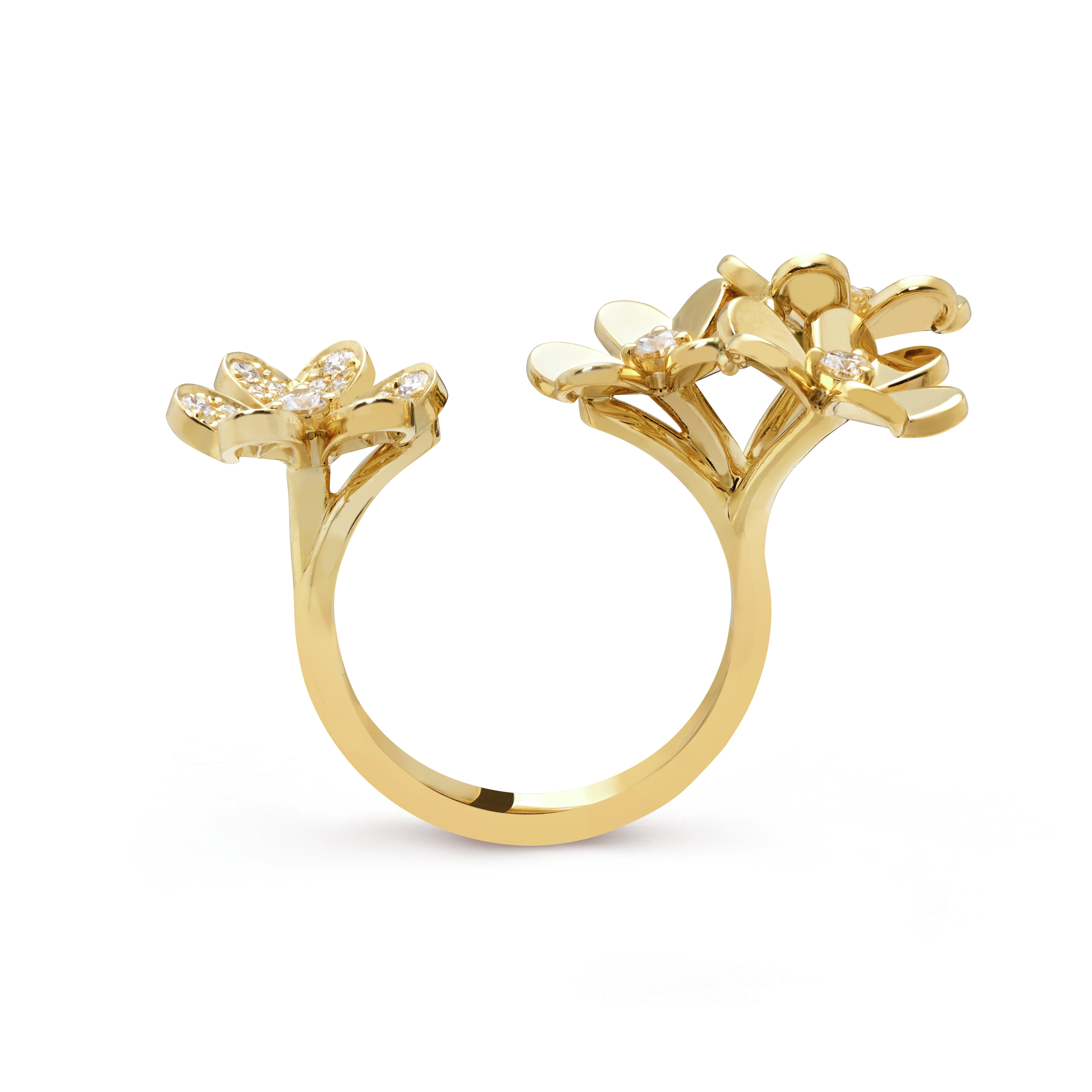 Frivole Between the Finger ring, 18K yellow gold, Diamond:  28 stones,  0.37 carat, Profile, Jewelry Ring - Van Cleef & Arpels
