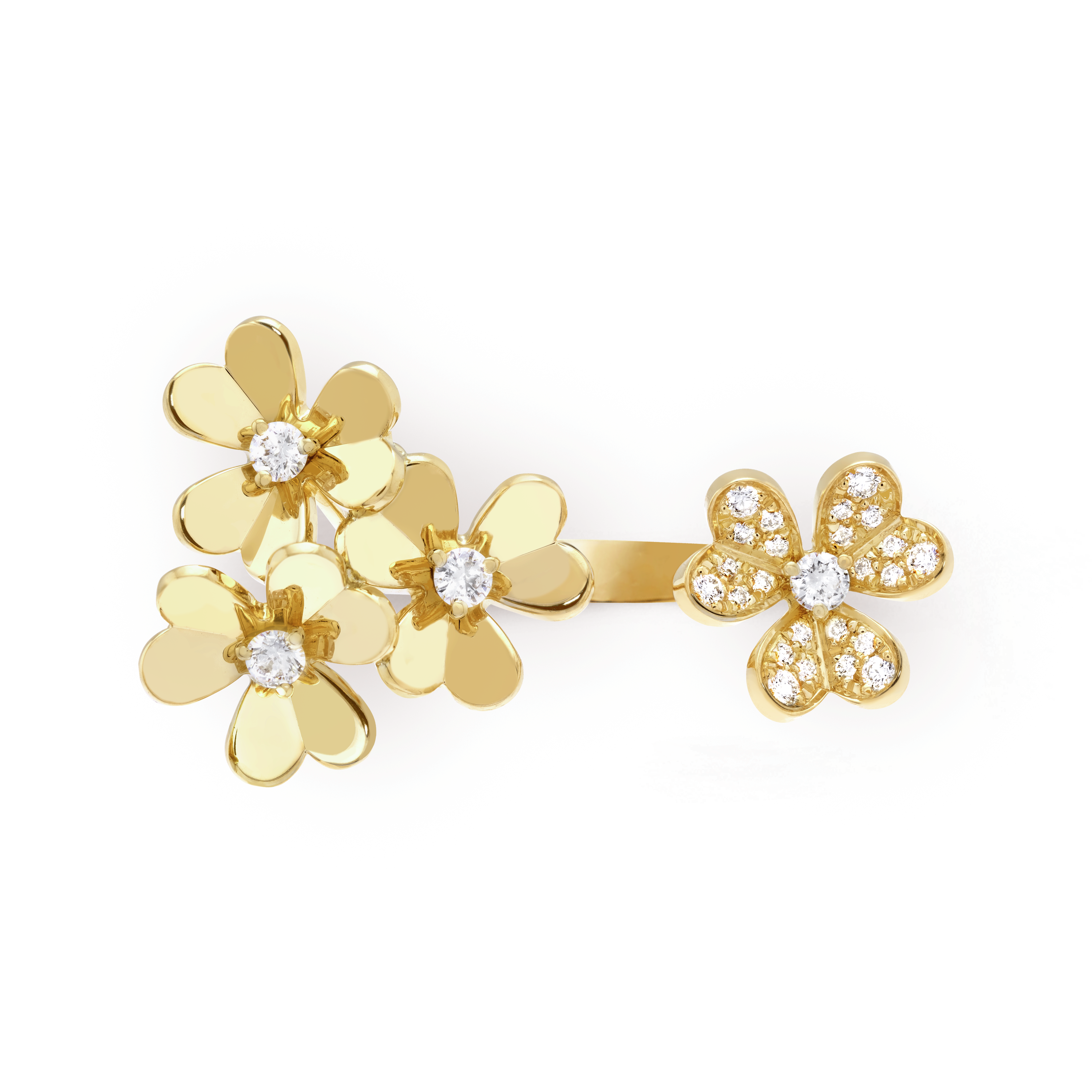 Frivole Between the Finger ring, 18K yellow gold, Diamond:  28 stones,  0.37 carat, Top, Jewelry Ring - Van Cleef & Arpels