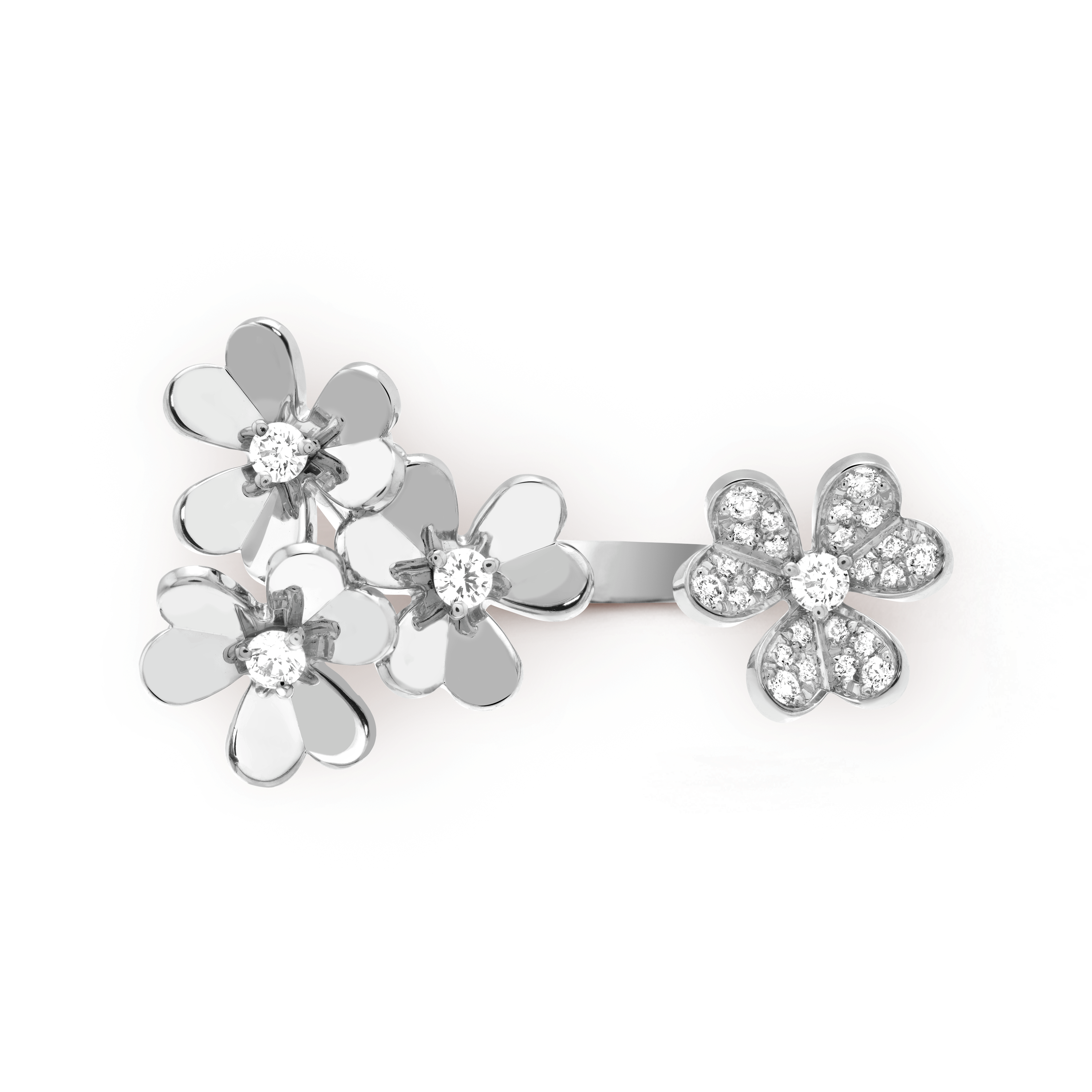 Frivole Between the Finger ring, 18K white gold, Diamond:  28 stones,  0.37 carat, Top, Jewelry Ring - Van Cleef & Arpels