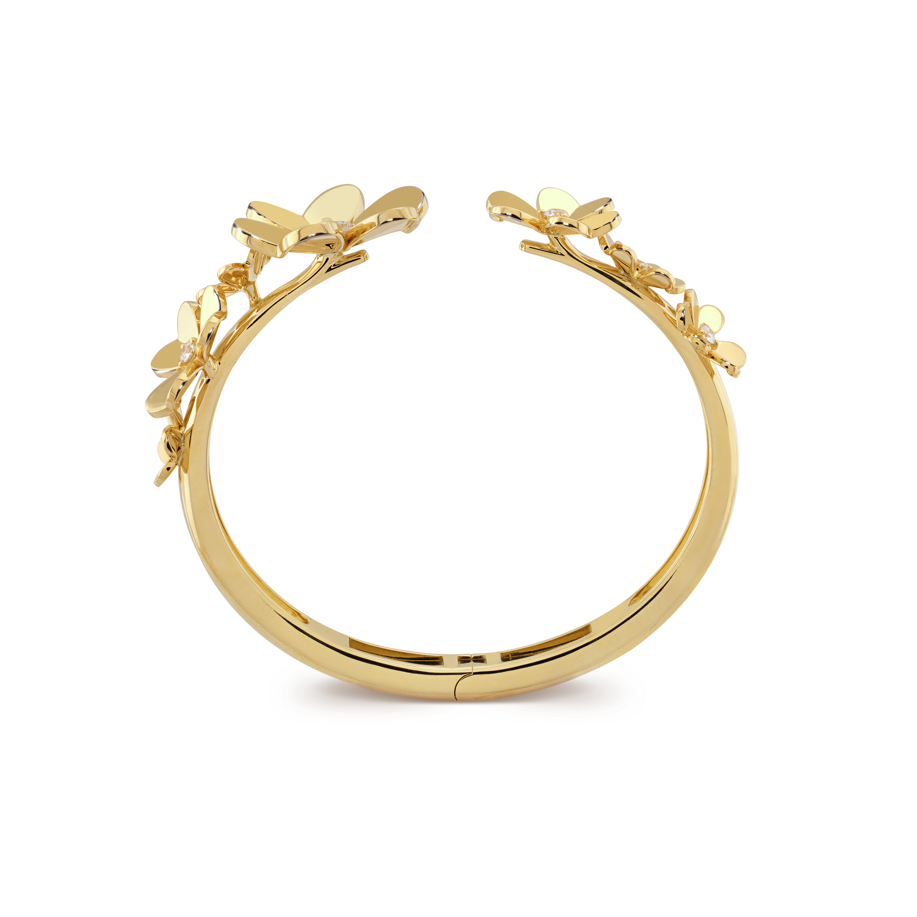 Frivole bracelet, 7 flowers, small model, 18K yellow gold, Diamond:  9 stones,  0.54 carat, Front, Jewelry Bracelet - Van Cleef & Arpels