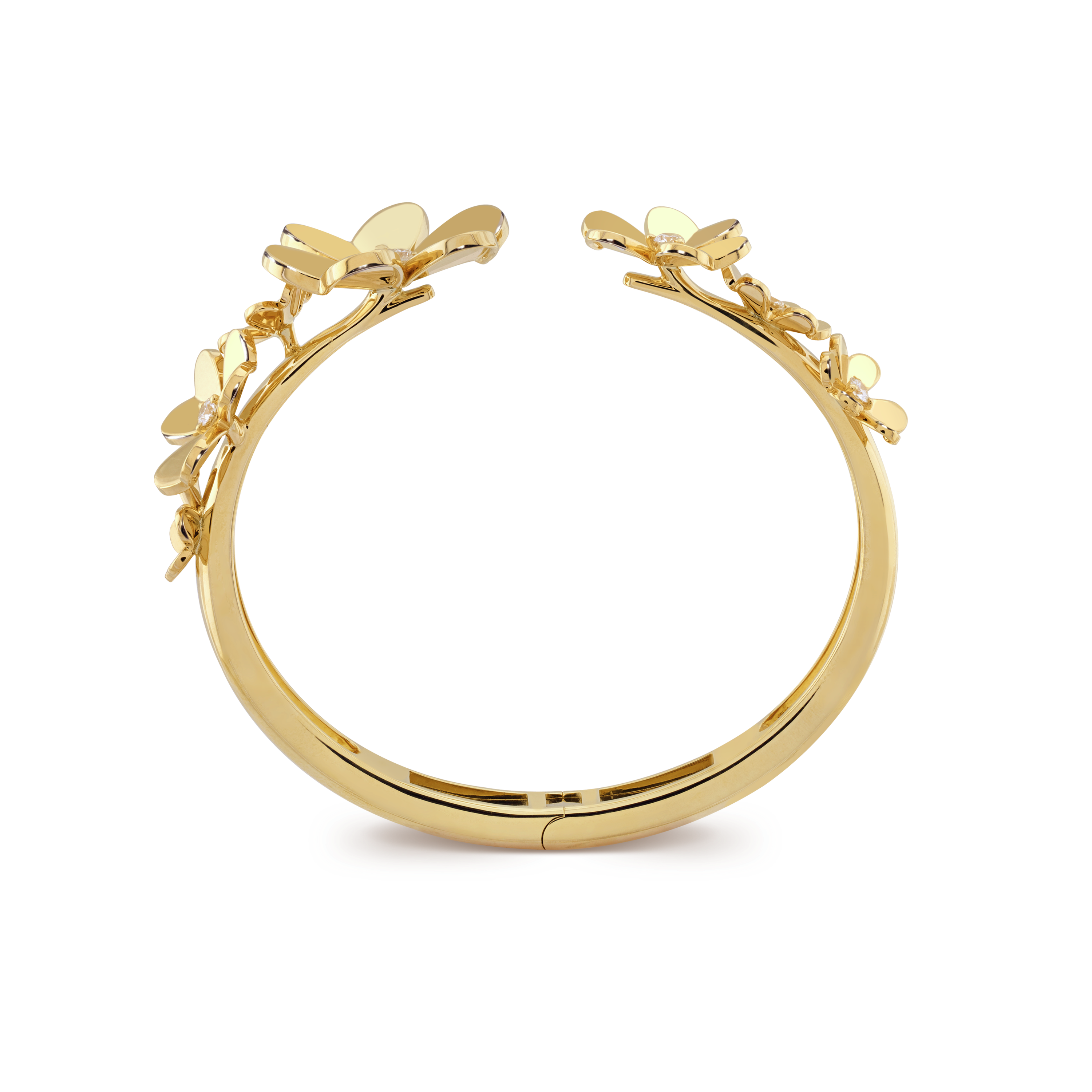 Frivole bracelet, 7 flowers, medium model, 18K yellow gold, Diamond:  9 stones,  0.54 carat, Front, Jewelry Bracelet - Van Cleef & Arpels