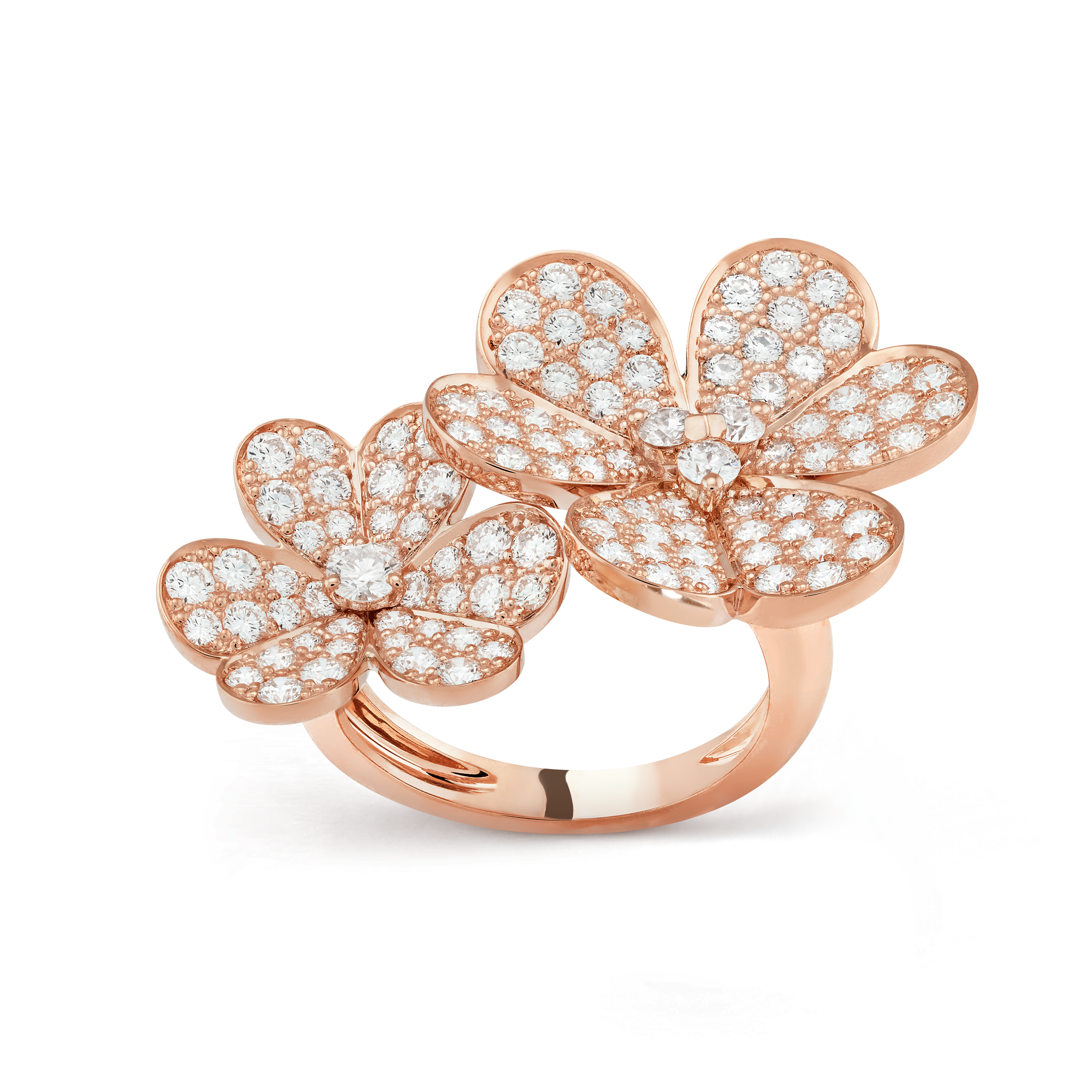 Frivole Between the Finger ring, 18K rose gold, Diamond:  112 stones,  2.13 carats, Front, Jewelry Ring - Van Cleef & Arpels