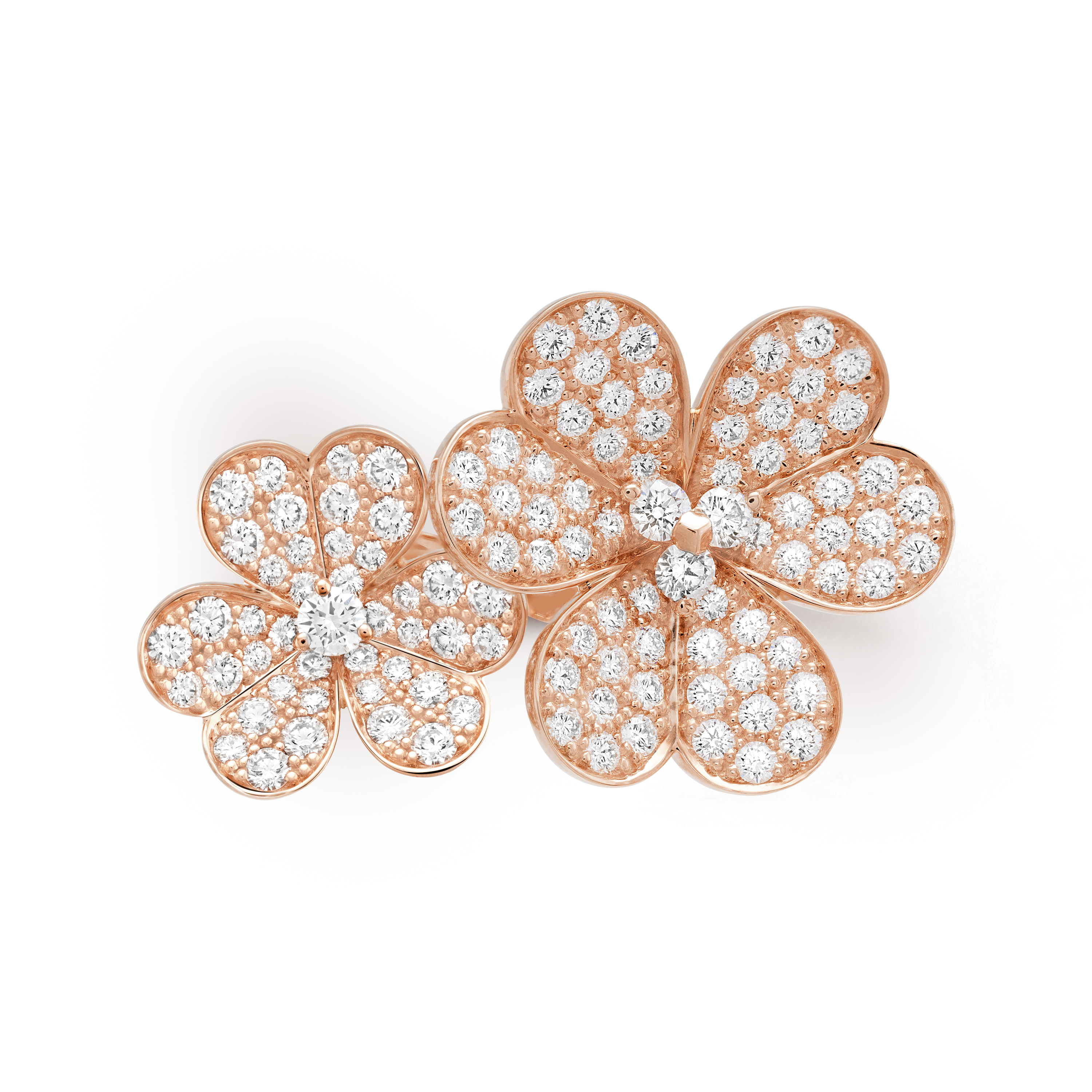 Frivole Between the Finger ring, 18K rose gold, Diamond:  112 stones,  2.13 carats, Top, Jewelry Ring - Van Cleef & Arpels