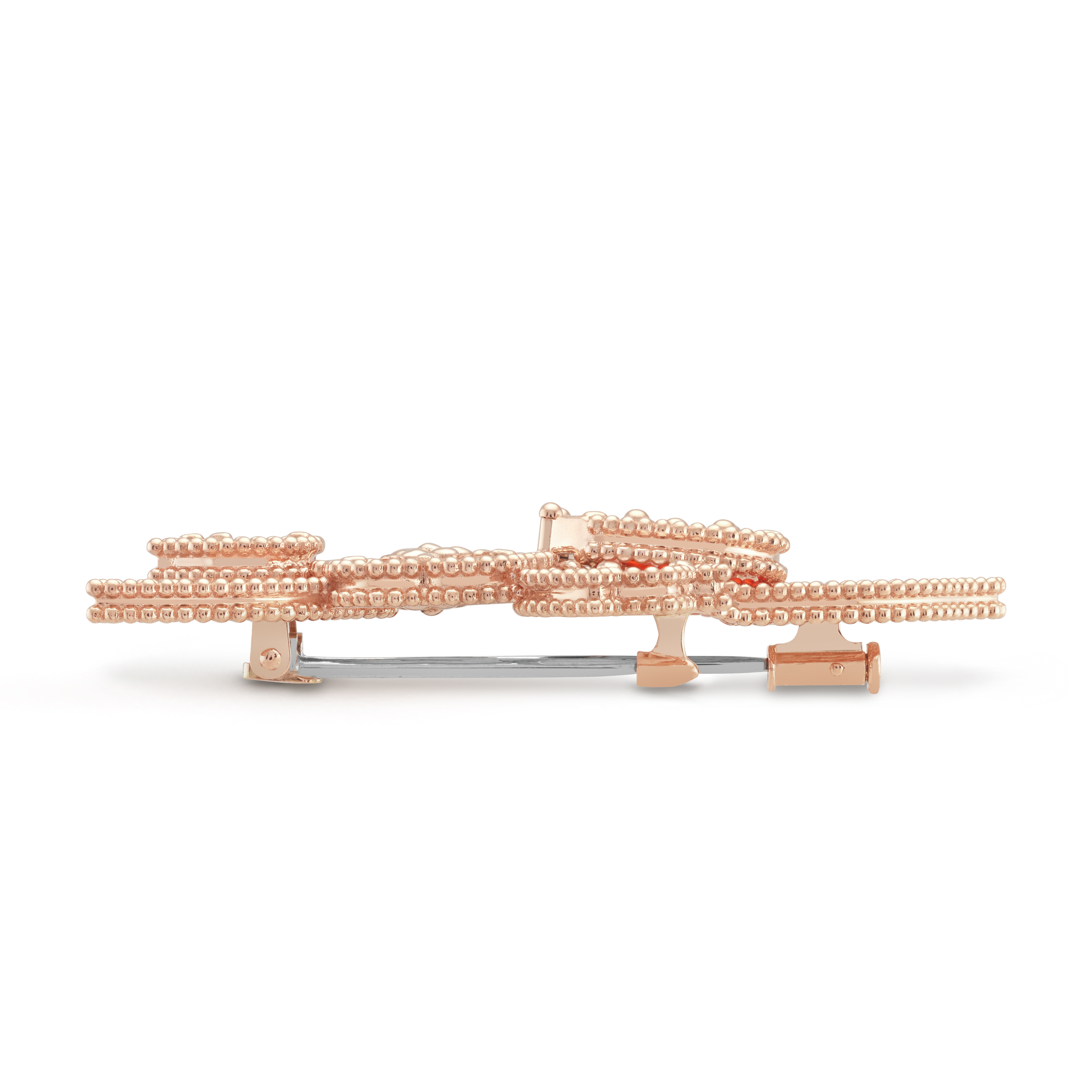 مشبك لاكي سبرينغ, ذهب وردي 18 قيراط, عرق اللؤلؤ:  3 أحجار, عقيق يماني:  1 حجر, كارنليان:  1 حجر, Profile, Jewelry Clip - Van Cleef & Arpels