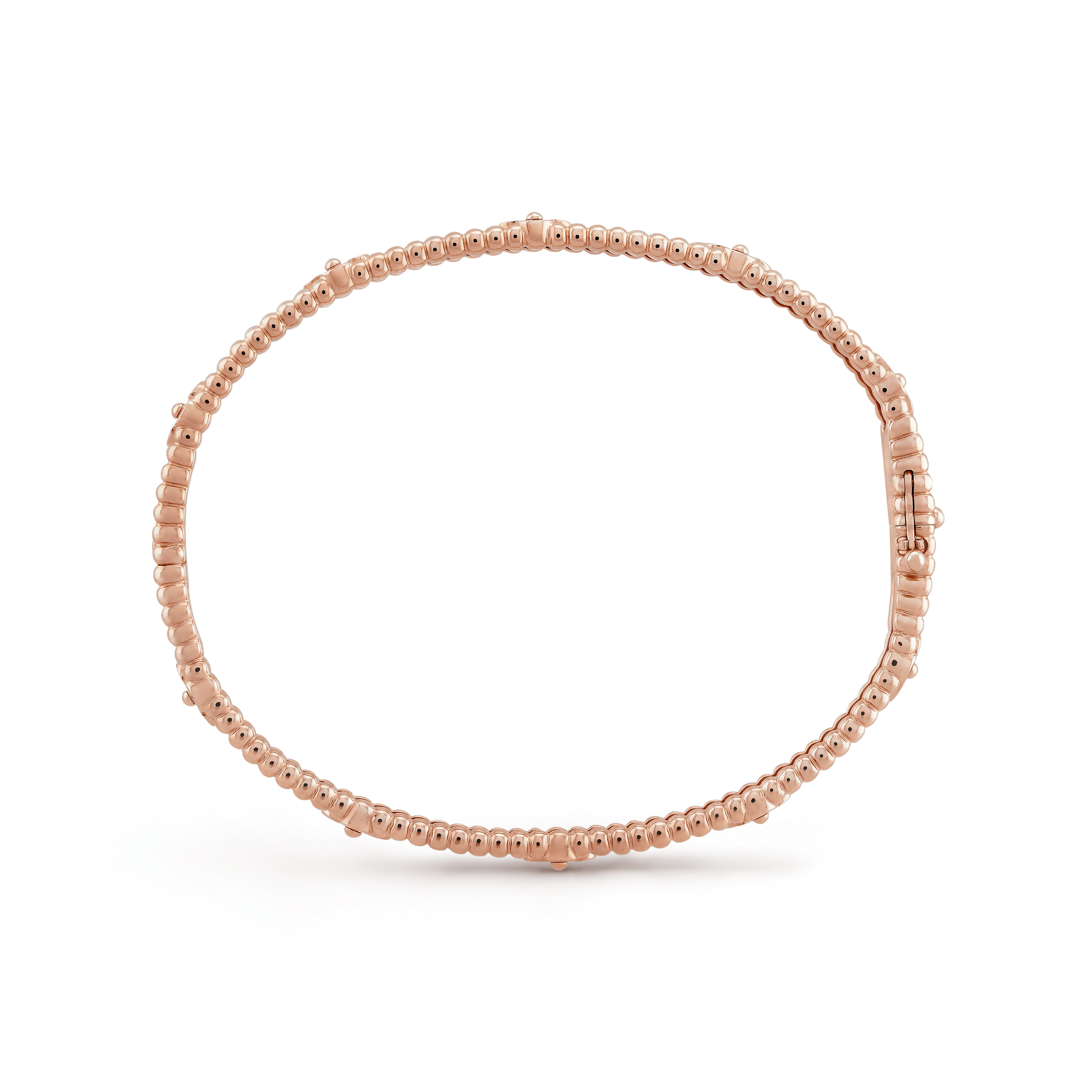 Perlée sweet clovers bracelet, medium model, 18K rose gold, Diamond:  40 stones,  0.68 carat, Front Alternative, Jewelry Bracelet - Van Cleef & Arpels