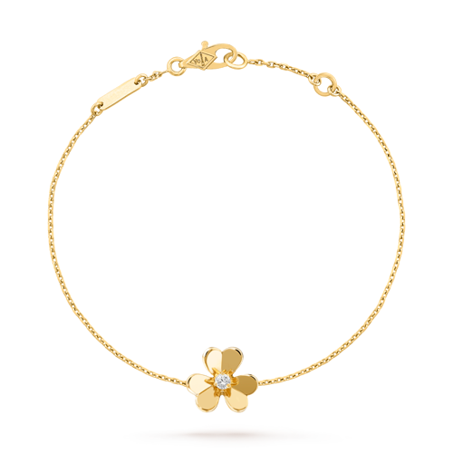 Frivole bracelet, mini model, 18K yellow gold, Diamond:  1 stone,  0.05 carat, Front, Jewelry Bracelet - Van Cleef & Arpels