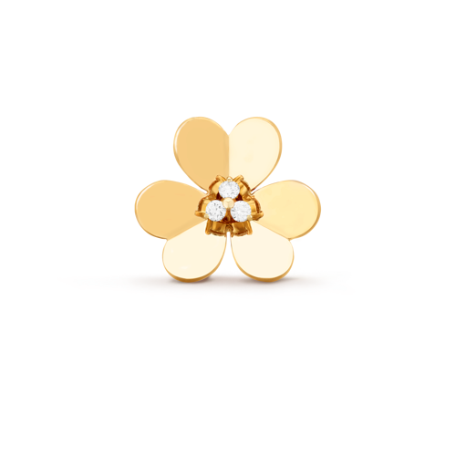 Frivole clip pendant, very large model, 18K yellow gold, Diamond:  3 stones,  0.41 carat, Detail, Jewelry Clip Pendant - Van Cleef & Arpels