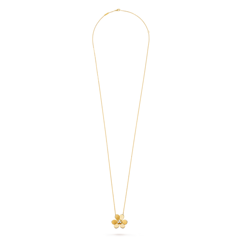Frivole clip pendant, very large model, 18K yellow gold, Diamond:  3 stones,  0.41 carat, Front, Jewelry Clip Pendant - Van Cleef & Arpels