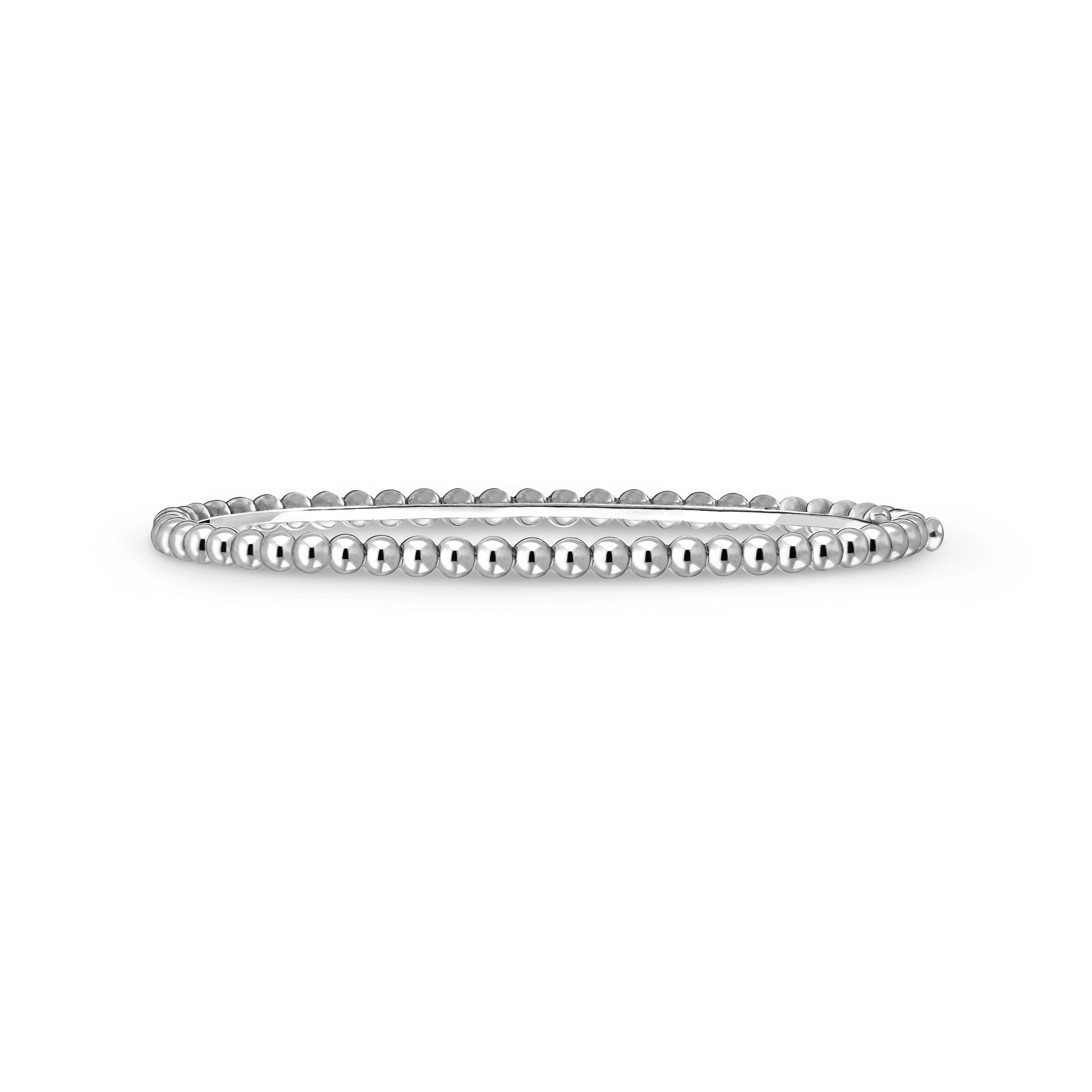 Perlée pearls of gold bracelet, medium model, 18K white gold, Front, Jewelry Bracelet - Van Cleef & Arpels