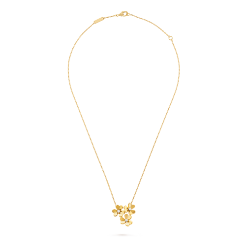 Frivole pendant, 3 flowers, mini model, 18K yellow gold, Diamond:  3 stones,  0.16 carat, Front, Jewelry Pendent - Van Cleef & Arpels